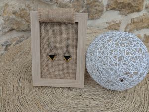 Boucle d'oreille triangle noir & or